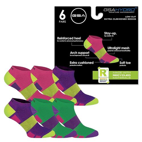 GSA Hydro+  Low Cut Extra Cushioned Women's Socks - Multicolor