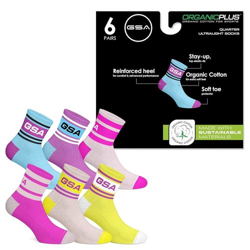 GSA OrganicPlus+ Quarter Ultralight Girls' Socks - Multicolor