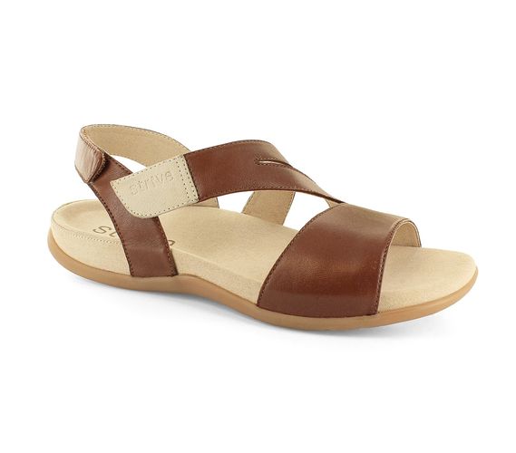 Strive Jinny - Women's Slide, Backstrap, Adjustable - Women's Sandal - Tan - Angle