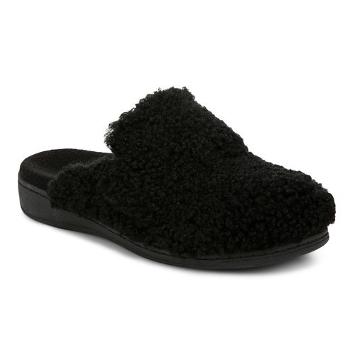 Vionic Gemma Ii womens Mule/Clog Slipper - Black Shearling - Angle main