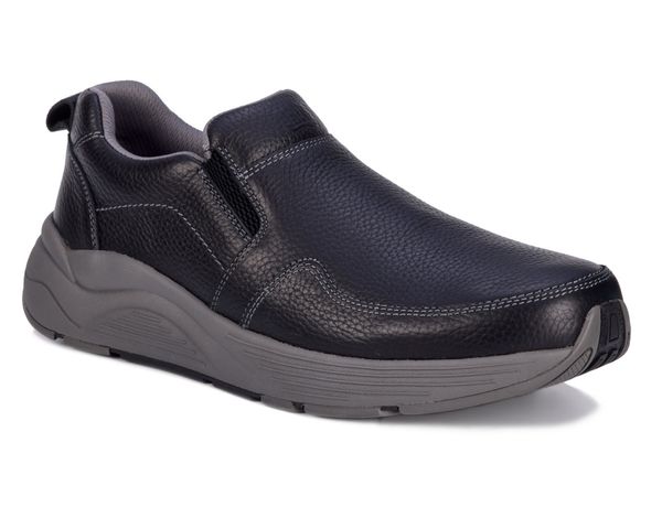 Drew Match Men's Casual Shoe - Black Pebbled Leather - Main View