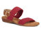 Ros Hommerson Cabana Women's Comfort Sandal - Red Fabric Luggage Atanado Leather - Top View