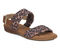 Ros Hommerson Cabana Women's Comfort Sandal - Leopard Fabric Luggage Atanado Leather - Top View