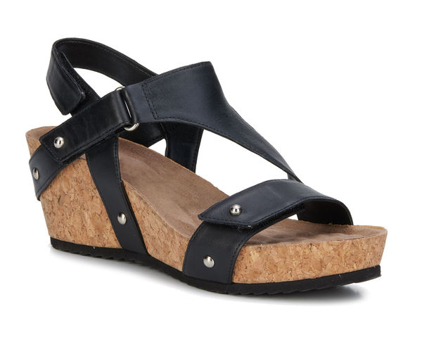Ros Hommerson Traci Women's Adjustable Sandal - Black Nappa Leather - Main View