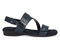 Ros Hommerson Chloe Women's Adjustable Strap Sandal - Navy Patent Lizard Print Leather - Outside View