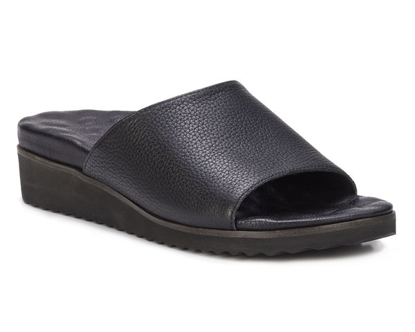 Ros Hommerson Heston Women's Slide Sandal - Black Tumbled Leather - Main View