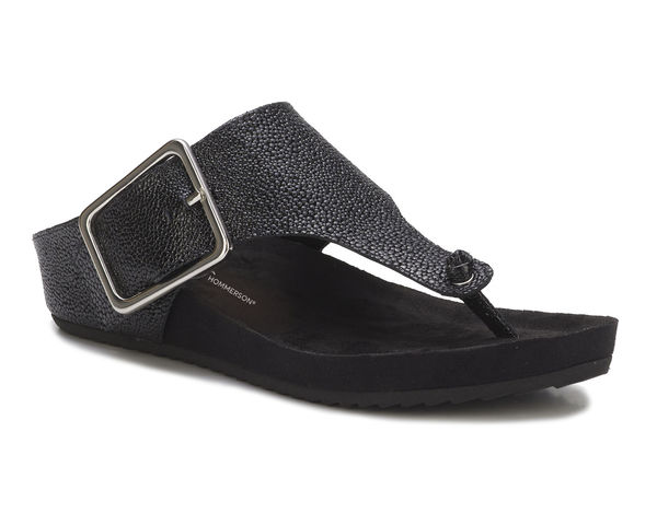 Ros Hommerson Phoebe Women's Sandal - Black Patent Pebbled Leather - Main View