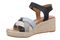 Vionic Saratoga Women's Wedge Comfort Espadrille Sandal - Navy Multi - Left angle