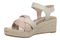 Vionic Saratoga Women's Wedge Comfort Espadrille Sandal - Cream/cameo Rose - Left angle