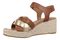 Vionic Saratoga Women's Wedge Comfort Espadrille Sandal - Tan/gold - Left angle