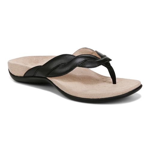 Vionic Bella Braid Women's Thong Orthotic Arch Support Sandal - Black - Angle main