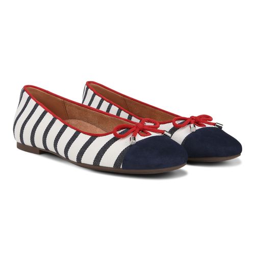 Vionic Klara Women's Ballet Comfort Flat - Navy/white - Pair