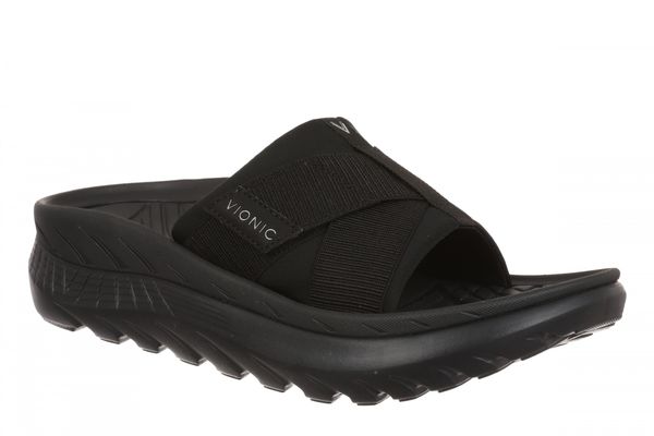 Vionic Rebound Unisex Recovery Slide Sandals - Comfort & Support - Black - Angle main