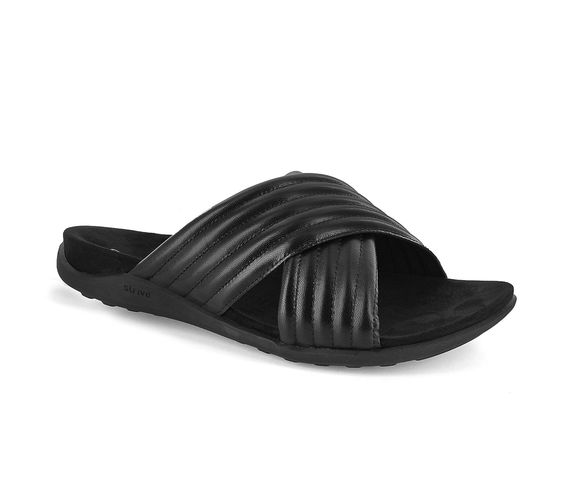 Strive Fresh Women\'s Comfort Slide Sandal - Black - Angle