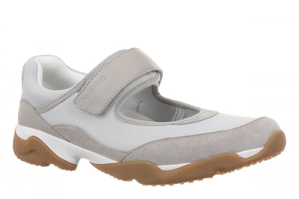 Vionic Walk Slim Giselle Women's Comfortable Orthotic Arch Support Mary Jane Walking Shoes - Vapor Grey/silver - Angle main