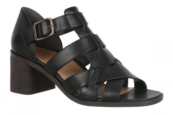Vionic Marcella Women's Comfortable Strappy Block-Heel Sandal with Orthotic Arch Support - Black - Angle main