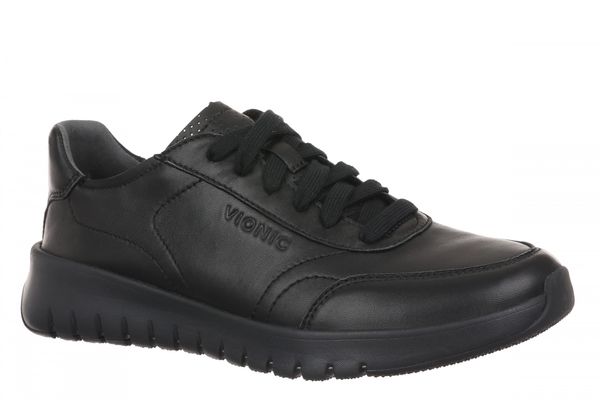Vionic Uptown Sneaker - Women's Orthotic Arch Support Comfort Lace-Up Shoes - Black/black - Angle main
