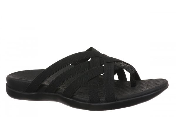 Vionic Tia Women's Sandal - Women's Stretchy Gore Orthotic Arch Support Sandal - Black - Angle main