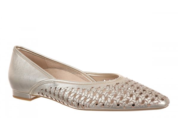 Vionic Gracia Woven Women's Arch Support Ballerina Shoe - Gold - Angle main