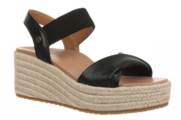 Vionic Darla Women's Espadrille Wedge Sandals with Arch Support - Black - Angle main