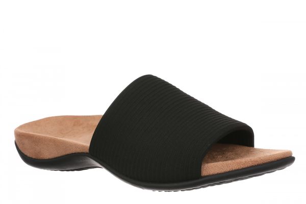Vionic Renie Knit Women's Orthotic Slide Sandal - Stretch Knit Comfort Support - Black - Angle main