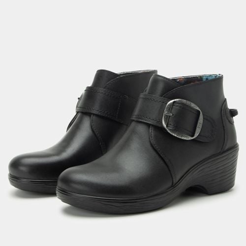 Alegria Symone Wood Look Wedge Comfort Arch Support Women's Ankle Boot - Coal - 1
