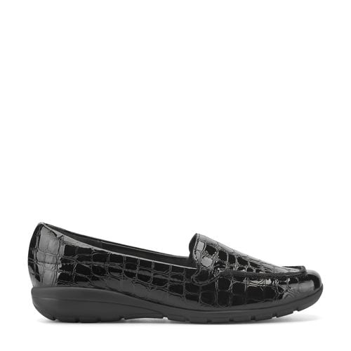 Easy Spirit Abide Croco Print Cushioned Arch Support Women's Casual Loafer - Black Croco Patent - 1