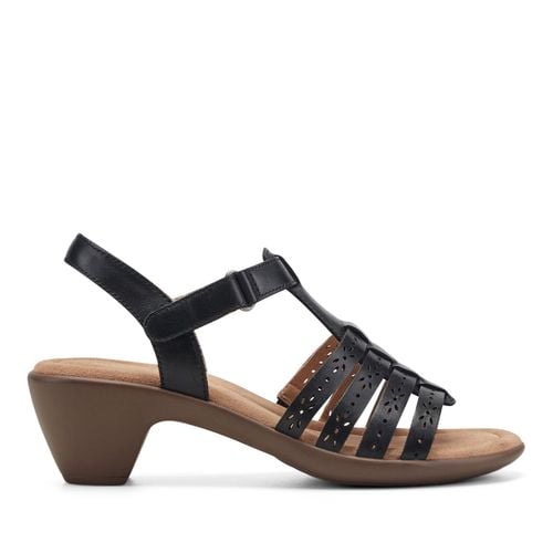 Easy Spirit Cortney Cushioned Arch Support Women's Heeled Sandal - Black Leather - 1