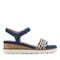 Easy Spirit Edythe Wedge Sandal Cushioned Arch Support Women's Wedge Sandal - Denim/white Multi - 1