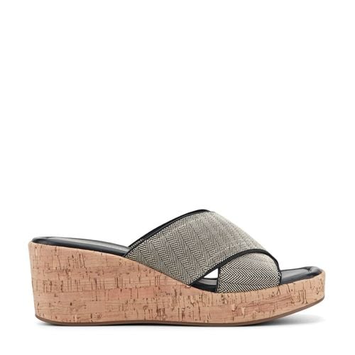 Easy Spirit Fawn Cushioned Slip-On Wedge Women's Wedge Sandal - Black Chevron - 1
