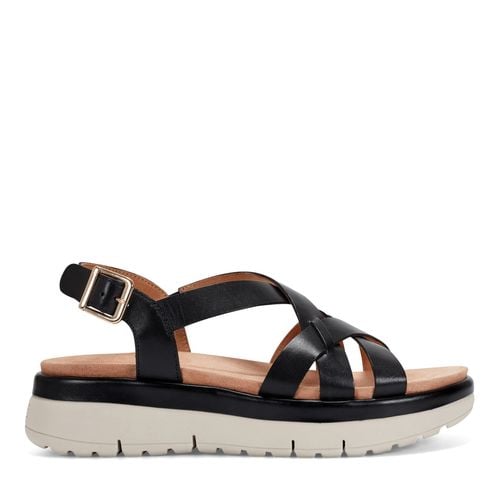 Easy Spirit Indie Strappy Sandal Cushioned Arch Support Women's Sandal - Black Leather - 1
