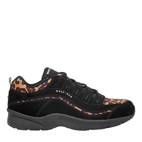 Easy Spirit Romy Athletic Cushioned Lace-Up Women's Walking Shoe - Black Leopard Suede - 1