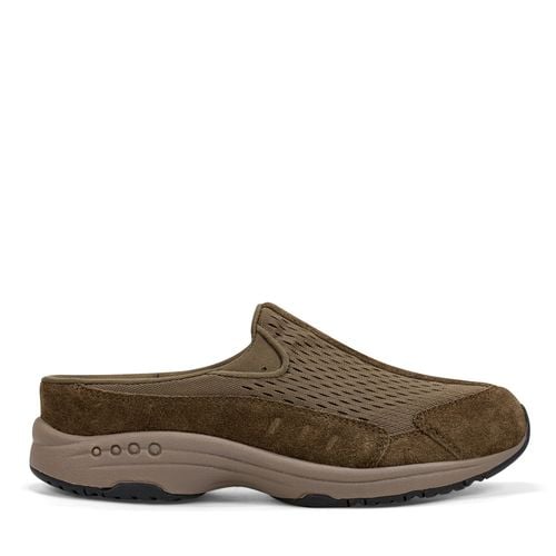 Easy Spirit Traveltime Athletic Cushioned Arch Support Women's Slip-On Mule - Olive Suede - 1