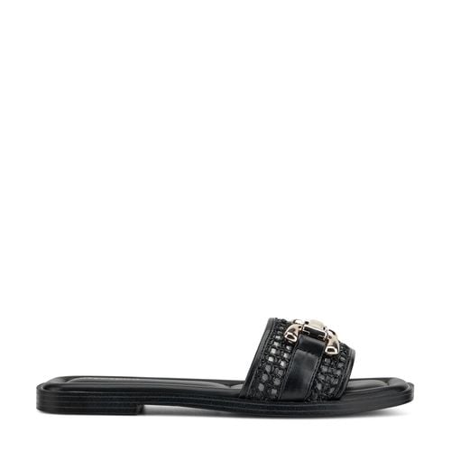 Easy Spirit Vana Horsebit Cushioned Arch-Support Women's Slip-On Sandal - Black/raffia - 1