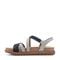 Earth Athena Strappy Sandal Cushioned Support Women's Casual Sandal - Navy/light Blue Leather - 4