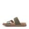Earth Ayden Strappy Slip-on Sandal Cushioned Arch Support Women's Casual Sandal - Dark Green Leather - 4