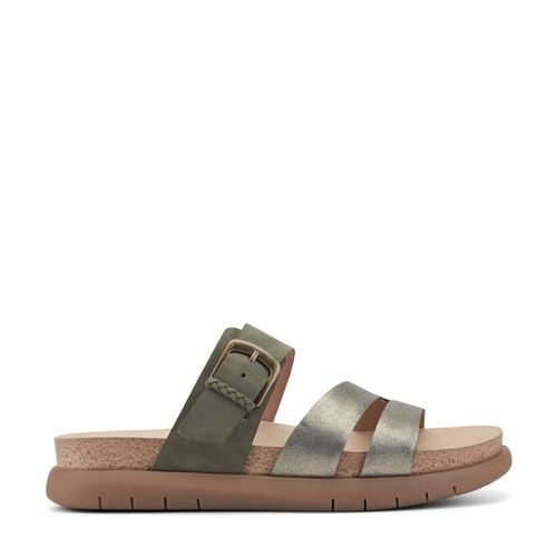 Earth Ayden Strappy Slip-on Sandal Cushioned Arch Support Women's Casual Sandal - Dark Green Leather - 1