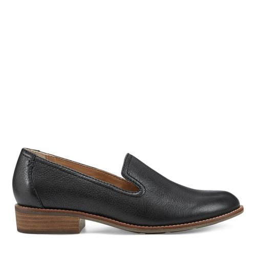 Earth Edna Round Toe Casual Slip-on Flat - Cushioned Arch Support Women's Loafer - Black - 1