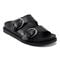 Earth Francii Cushioned Double-Buckle Women's Flat Sandal - Black Leather - 2