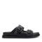Earth Francii Cushioned Double-Buckle Women's Flat Sandal - Black Leather - 1