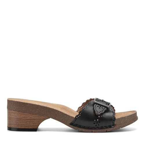 Earth Haisly Slip-on Clog Sandal Cushioned Arch Support Women's Sandal - Black Leather - 1