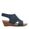 Earth Halin Cushioned Cork Wedge Women's Dress Sandal - Dark Blue - 1