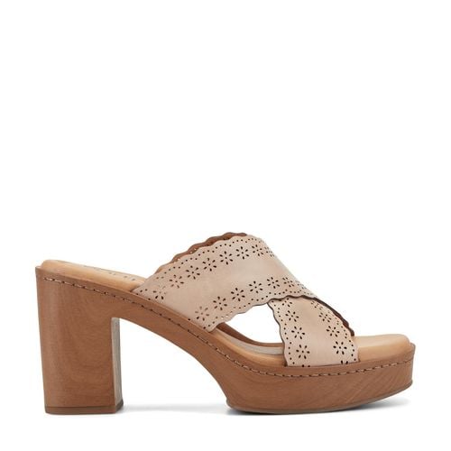 Earth Qamra Cushioned Platform Slip-On Women's Dress Sandal - Light Natural Leather - 1