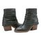 Earth Savvy Block Heel Ruched Bootie Cushioned Arch Support Women's Ankle Boot - Black Leather - 7