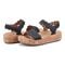 Earth Slata Cushioned Cork-Footbed Women's Casual Leather Sandal - Navy Leather - 7