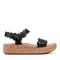 Earth Slata Cushioned Cork-Footbed Women's Casual Leather Sandal - Black Leather - 1