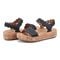 Earth Slata Cushioned Cork-Footbed Women's Casual Leather Sandal - Dark Blue - 7