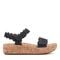 Earth Slata Cushioned Cork-Footbed Women's Casual Leather Sandal - Navy Leather - 1
