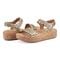 Earth Slata Cushioned Cork-Footbed Women's Casual Leather Sandal - Gold Leather - 7