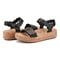 Earth Slata Cushioned Cork-Footbed Women's Casual Leather Sandal - Black Leather - 7